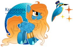 Size: 1024x663 | Tagged: safe, artist:kazziepones, oc, oc only, oc:kingfisher, pegasus, pony, female, mare, reference sheet, solo