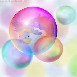 Size: 1024x1024 | Tagged: safe, artist:colorbrush, derpy hooves, pegasus, pony, g4, bubble, color porn, eyes closed, eyestrain warning, female, solo