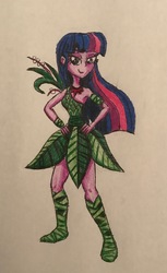 Size: 1814x2968 | Tagged: safe, artist:bozzerkazooers, twilight sparkle, equestria girls, g4, ashi, cartoon network, clothes, crossover, female, samurai jack, simple background, solo, tara strong, traditional art, twilight sparkle (alicorn), voice actor joke, white background