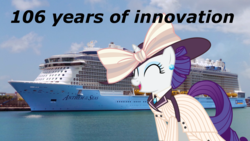 Size: 1920x1080 | Tagged: safe, artist:eagle1division, artist:uponia, rarity, g4, anthem of the seas, clothes, cruise ship, dress, eyes closed, female, hat, open mouth, raristocrat, rose dewitt bukater, ship, simple background, solo, vector