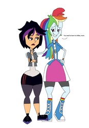 Size: 1937x2776 | Tagged: safe, artist:hunterxcolleen, rainbow dash, human, equestria girls, g4, big hero 6, crossover, gogo tomago, humanized, rapeface, talking