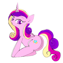 Size: 640x640 | Tagged: artist needed, safe, princess cadance, alicorn, pony, g4, butt, female, lovebutt, mare, plot, simple background, solo, white background