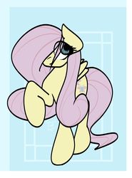 Size: 1716x2322 | Tagged: safe, artist:sage-and-sugar, fluttershy, pegasus, pony, g4, female, folded wings, hair over one eye, looking away, looking sideways, raised hoof, solo, standing, wings