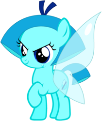 Size: 1024x1217 | Tagged: safe, artist:ra1nb0wk1tty, gem (race), gem pony, pegasus, pony, aquamarine (gemstone), aquamarine (steven universe), artificial wings, augmented, bow, female, filly, foal, gem, hair bow, hydrokinesis, magic, magic wings, ponified, simple background, solo, steven universe, transparent background, wand, water, wings