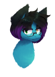 Size: 810x1140 | Tagged: safe, artist:crownedspade, oc, oc only, oc:despy, pony, bust, female, fluffy, glasses, heterochromia, mare, portrait, simple background, solo, transparent background