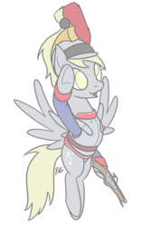 Size: 1236x1968 | Tagged: safe, artist:camo-pony, derpibooru exclusive, derpy hooves, pony, g4, armor, clothes, cuirassier, female, gun, mare, no pupils, salute, simple background, weapon, wheellock, white background