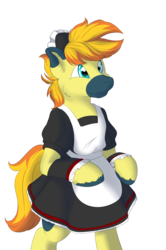 Size: 3265x4928 | Tagged: safe, artist:melodis, oc, oc only, oc:yaktan, earth pony, pony, clothes, crossdressing, maid, male, simple background, stallion, transparent background