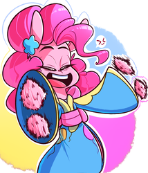 Size: 1629x1901 | Tagged: safe, artist:sourspot, pinkie pie, earth pony, pony, semi-anthro, g4, clothes, excited, eyes closed, female, happy new year, holiday, kimono (clothing), shaking, solo