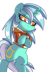 Size: 1225x1868 | Tagged: safe, artist:php69, lyra heartstrings, pony, unicorn, g4, bipedal, clothes, crossed hooves, cute, female, hoodie, lyrabetes, mare, serious, serious face, simple background, solo, sweater, transparent background