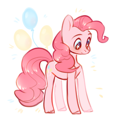 Size: 2202x2137 | Tagged: safe, artist:aphphphphp, pinkie pie, earth pony, pony, g4, balloon, cute, cutie mark background, diapinkes, female, high res, mare, solo, starry eyes, wingding eyes