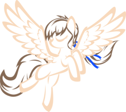 Size: 3411x3036 | Tagged: safe, artist:up1ter, oc, oc only, oc:sue, pegasus, pony, eyes closed, hair ribbon, high res, lineart, ribbon, simple background, solo, spread wings, transparent background, wings