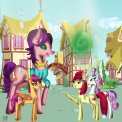 Size: 1536x1536 | Tagged: safe, artist:commandereclipse, apple bloom, scootaloo, spoiled rich, sweetie belle, g4, cutie mark crusaders, hypnosis