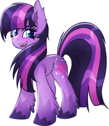 Size: 1130x1304 | Tagged: safe, artist:shad0w-galaxy, twilight sparkle, earth pony, pony, g4, blushing, cheek fluff, discussion in the comments, ear fluff, earth pony twilight, fangs, female, fluffy, g5 concept leak style, g5 concept leaks, leg fluff, looking at you, mare, open mouth, shoulder fluff, simple background, smiling, smirk, solo, transparent background, twilight sparkle (g5 concept leak), unshorn fetlocks