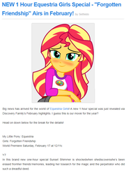 Size: 630x872 | Tagged: safe, sunset shimmer, equestria daily, equestria girls, equestria girls specials, g4, my little pony equestria girls: better together, my little pony equestria girls: forgotten friendship, my little pony: equestria girls: a friendship to remember, blushing, discussion in the comments, grammar fail, hype, misspelling