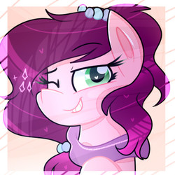 Size: 400x400 | Tagged: safe, artist:lynchristina, oc, oc only, pony, braid, commission, female, grin, heart eyes, mare, one eye closed, smiling, wingding eyes, wink