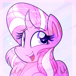 Size: 400x400 | Tagged: safe, artist:lynchristina, oc, oc only, oc:ashley h, alicorn, pony, alicorn oc, heart eyes, open mouth, smiling, solo, wingding eyes