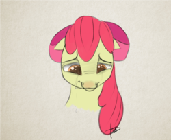 Size: 1200x977 | Tagged: safe, artist:mercurial64, apple bloom, g4, crying, female, floppy ears, request, sad, solo