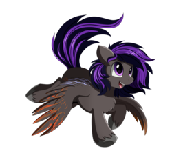Size: 2600x2275 | Tagged: safe, artist:pridark, oc, oc only, oc:blackquiver, pegasus, pony, chest fluff, commission, female, high res, mare, open mouth, simple background, transparent background, underhoof