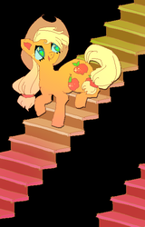 Size: 392x611 | Tagged: safe, artist:suippumato, applejack, earth pony, pony, g4, female, solo, stairs