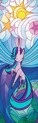 Size: 465x1498 | Tagged: safe, artist:fralightsparkle, starlight glimmer, pony, unicorn, g4, book, eyes closed, female, magic, solo, stained glass