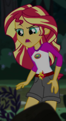 Size: 330x601 | Tagged: safe, screencap, sunset shimmer, equestria girls, g4, my little pony equestria girls: legend of everfree, camp everfree outfits, cropped, disgusted, female, solo