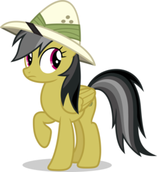 Size: 7000x7665 | Tagged: safe, artist:luckreza8, daring do, pegasus, pony, g4, absurd resolution, female, hat, looking back, mare, missing accessory, raised hoof, simple background, solo, transparent background, vector