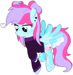 Size: 436x443 | Tagged: safe, artist:bezziie, oc, oc only, oc:strawberry pie, pegasus, pony, clothes, female, mare, simple background, solo, sweater, transparent background