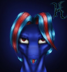 Size: 700x745 | Tagged: safe, artist:keterglord, oc, oc only, oc:hellfire, pony, beard, blue fur, cyrillic, facial hair, implied pegasus, looking at you, red eyes, russian