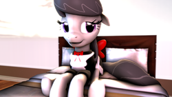 Size: 3840x2160 | Tagged: safe, artist:quicktimepony, octavia melody, g4, 3d, bed, clothes, cute, female, high res, hooves, maid, octamaid, pillow, sitting, solo, source filmmaker, tail, tavibetes, window