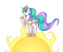 Size: 1920x1600 | Tagged: safe, artist:dsp2003, princess celestia, alicorn, pony, g4, crown, female, mare, open mouth, raised hoof, regalia, simple background, sun, tangible heavenly object, transparent background
