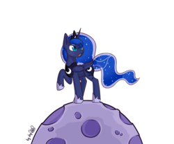Size: 1920x1600 | Tagged: safe, artist:dsp2003, princess luna, alicorn, pony, g4, crown, female, mare, moon, open mouth, raised hoof, regalia, simple background, tangible heavenly object, transparent background