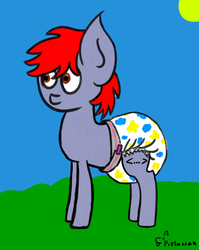 Size: 749x943 | Tagged: safe, artist:pieluchy, oc, oc only, oc:luier, oc:luur, diaper, non-baby in diaper, poofy diaper, solo