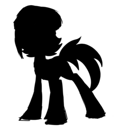 Size: 1130x1238 | Tagged: safe, artist:lilboulder, oc, oc only, oc:charlie, earth pony, pony, black and white, female, grayscale, hat, mare, monochrome, pokémon, silhouette, simple background, solo, white background, who's that pokémon