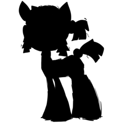 Size: 1280x1280 | Tagged: safe, artist:lilboulder, oc, oc only, oc:thana hex, earth pony, pony, black and white, female, grayscale, mare, monochrome, ponytail, silhouette, simple background, solo, white background