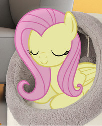 Size: 786x968 | Tagged: safe, artist:slb94, fluttershy, pegasus, pony, g4, behaving like a cat, cute, eyes closed, fluttercat, folded wings, irl, photo, ponies in real life, prone, shyabetes, solo