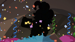 Size: 1920x1080 | Tagged: safe, screencap, pinkie pie, spirit of hearth's warming presents, a hearth's warming tail, g4, confetti, female, silhouette, solo