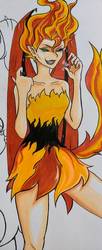 Size: 411x1005 | Tagged: safe, artist:felinillo, sunset shimmer, equestria girls, g4, female, human coloration, solo, sunset satan, traditional art