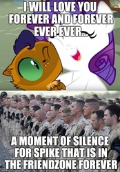 Size: 500x720 | Tagged: safe, artist:magpie-pony, artist:stay gold, edit, capper dapperpaws, rarity, cat, pony, unicorn, g4, my little pony: the movie, army men, babity, baby, capperity, female, friendzone, male, meme, op is a duck, parody, scene parody, shipping, straight, text, this will end in tears and/or death, younger