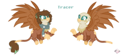 Size: 1690x768 | Tagged: safe, artist:themisslittledevil, oc, oc only, oc:tracer, hippogriff, bald, clothes, female, offspring, parent:cheese sandwich, parent:greta, scarf, simple background, solo, transparent background