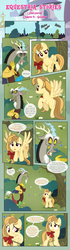 Size: 1919x6822 | Tagged: safe, artist:estories, discord, oc, oc:alice goldenfeather, draconequus, pegasus, pony, comic:find yourself, g4, bow, comic, female, hair bow, mare, sweat