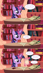 Size: 1280x2168 | Tagged: safe, artist:hakunohamikage, twilight sparkle, alicorn, pony, ask-princesssparkle, g4, ask, book, female, golden oaks library, magic, quill, scroll, solo, tumblr, twilight sparkle (alicorn)