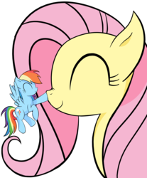 Size: 5940x7184 | Tagged: safe, artist:reconprobe, fluttershy, rainbow dash, pony, g4, absurd resolution, boop, female, giant pony, macro, mare, micro, simple background, size difference, tiny ponies, transparent background