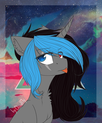 Size: 1333x1600 | Tagged: safe, artist:lazycloud, oc, oc only, pony, unicorn, eye scar, female, heterochromia, mare, scar, solo, tongue out