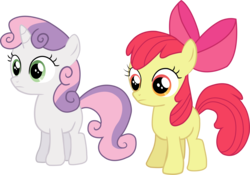 Size: 8388x5868 | Tagged: dead source, safe, artist:causenpc, apple bloom, sweetie belle, earth pony, pony, unicorn, g4, absurd resolution, duo, female, filly, foal, simple background, transparent background, vector