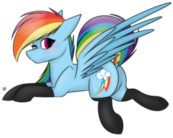 Size: 755x600 | Tagged: safe, artist:yourbestnightmaree, rainbow dash, pony, g4, backwards cutie mark, butt, clothes, dock, female, one eye closed, plot, simple background, socks, solo, transparent background, wink