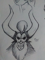 Size: 1920x2560 | Tagged: safe, artist:chicofondo, lord tirek, g4, angry, bust, drawing, monochrome, portrait, traditional art