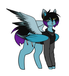 Size: 1527x1668 | Tagged: safe, artist:despotshy, oc, oc only, oc:despy, oc:tyler, pegasus, pony, seraph, clothes, fusion, hoodie, multiple wings, simple background, solo, tongue out, transparent background