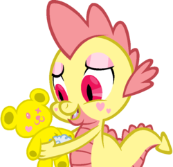 Size: 760x733 | Tagged: safe, artist:dianamur, artist:duskstripe87, oc, oc only, oc:lemon juice, dragon, baby, baby dragon, base used, cute, female, plushie, recolor, simple background, solo, teddy bear, toy, transparent background