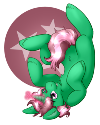 Size: 1200x1500 | Tagged: safe, alternate version, artist:rudazmora, oc, oc only, oc:bright will, pony, unicorn, colt, green, lying down, male, on back, pink eyes, sexy, simple background, smiling, stallion, stars, transparent background, upside down