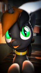 Size: 1080x1920 | Tagged: safe, artist:star-lightstarbright, oc, oc only, oc:cadent light, oc:catrina mewale, pony, 3d, collar, female, head pat, mare, pat, prone, solo focus, tongue out